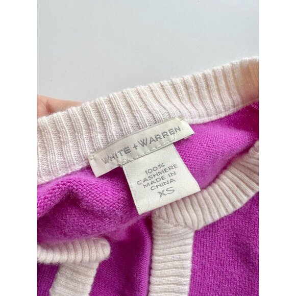 WHITE + WARREN Orchid Purple 100% Cashmere Deep V-Neck Cardigan Sweater, Size XS - Picture 11 of 14